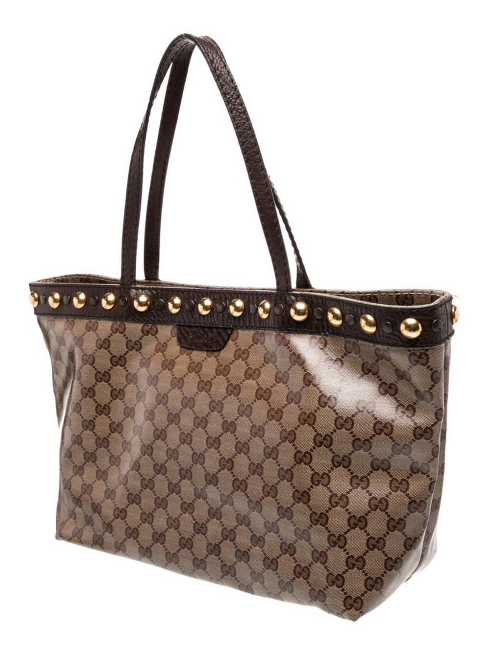Gucci Beige/Ebony. GG Crystal Canvas Babouska Medium Tote Bag!